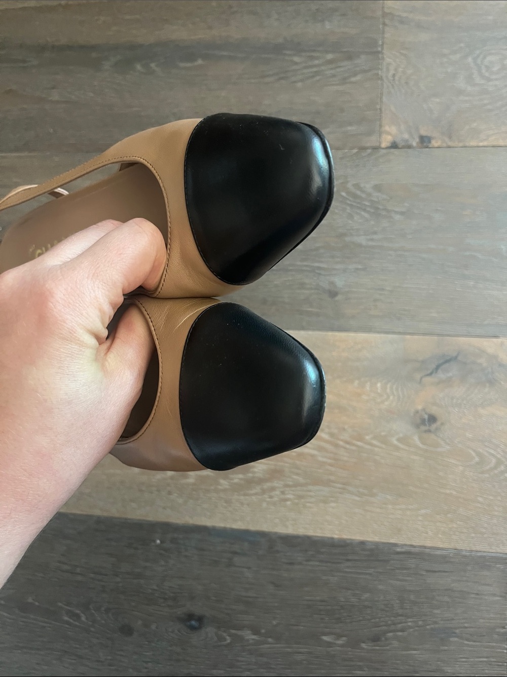 CHANEL Two-Tone Beige and Black Slingback Pumps - Picture 6 of 6